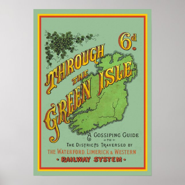 Vintage Railroad Tourist Guide to Ireland Travel Poster (Front)