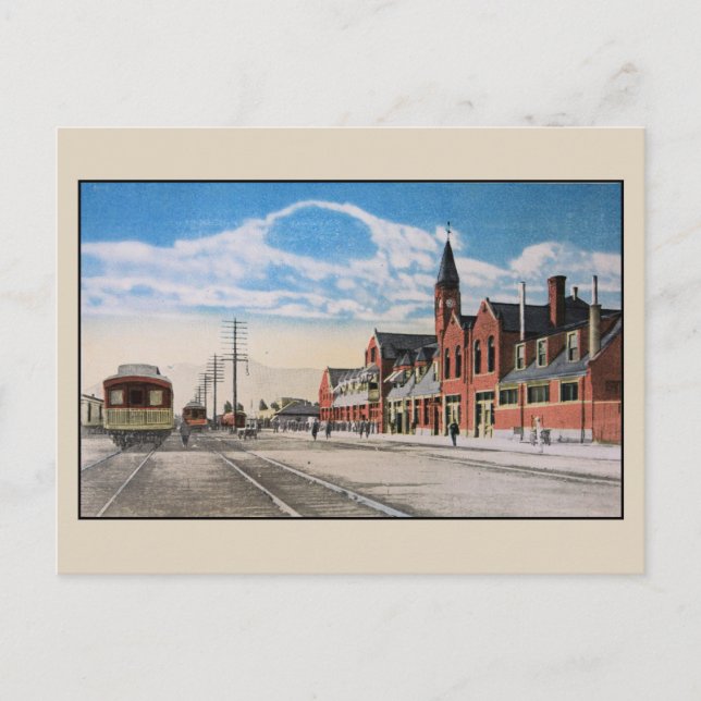 Vintage Railroad Union Station Ogden Utah Postcard (Front)