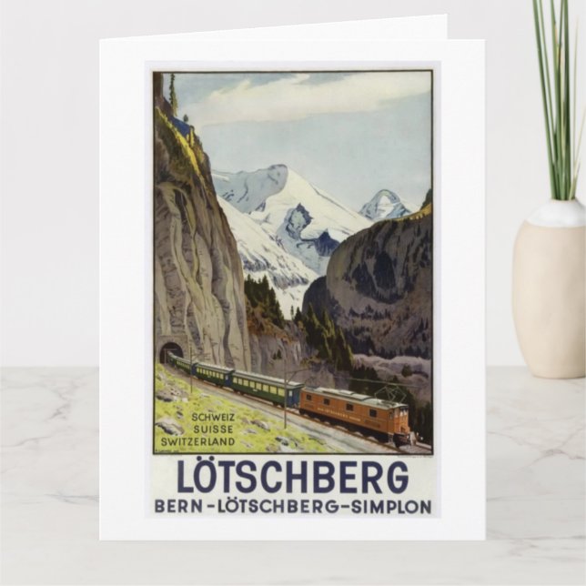 Vintage Railroad Vacation in Switzerland Card (Front)