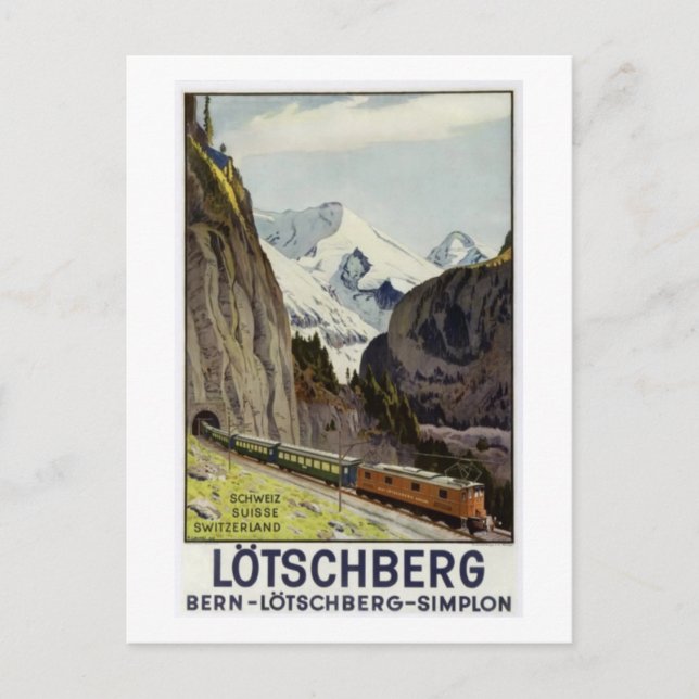 Vintage Railroad Vacation in Switzerland Postcard (Front)