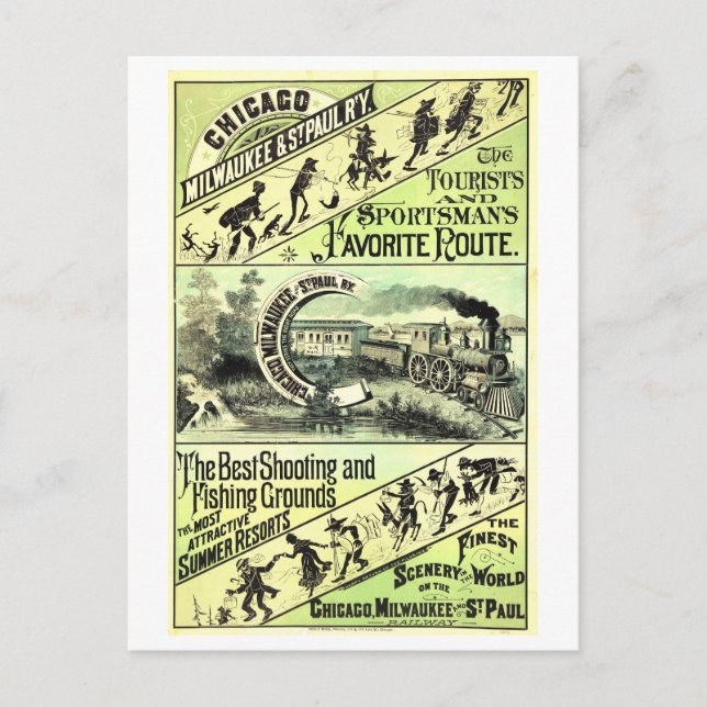 Vintage Railway Poster Chicago to St. Paul Postcard (Front)
