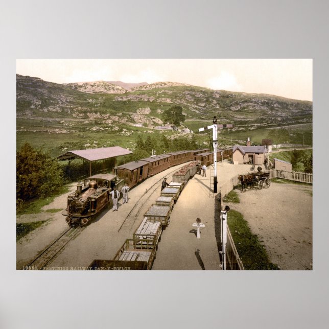 Vintage Railway Train, Festiniog Wales 1895 Poster (Front)