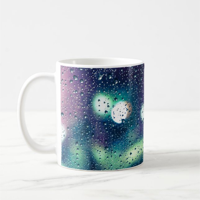 Vintage Rain Drops Window Effect Coffee Mug (Left)