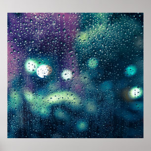 Vintage Rain Drops Window Effect Poster