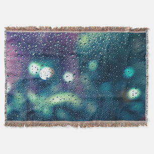 Vintage Rain Drops Window Effect Throw Blanket