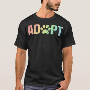 Vintage Rainbow Adopt A Dog Rescue Foster Month T-Shirt
