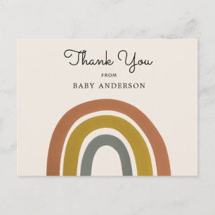 Vintage Rainbow Baby Shower Thank You Postcard
