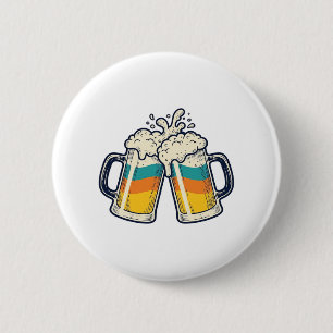 Vintage Rainbow Beer Mug Cheers Vector Shirt_1 2 Inch Round Button