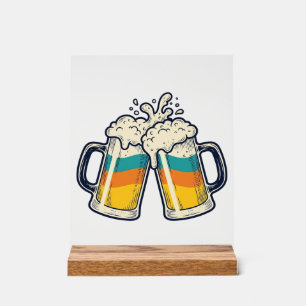 Vintage Rainbow Beer Mug Cheers Vector Shirt_1 Acrylic Sign