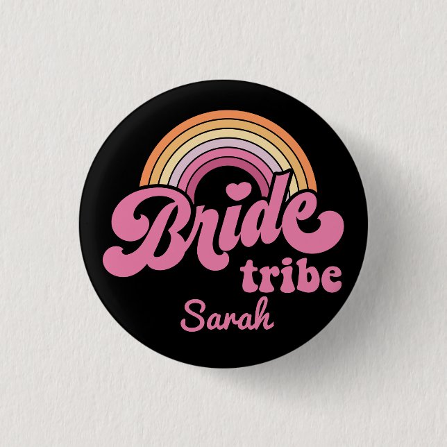 Vintage Rainbow Birde Tribe Badge Button (Front)