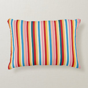 Vintage Rainbow Carnival RetroStripes Multi Colou Accent Pillow