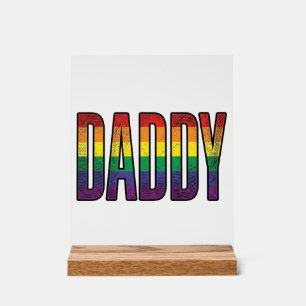Vintage Rainbow Daddy Pride Typography T-Shirt_1 Acrylic Sign
