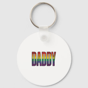 Vintage Rainbow Daddy Pride Typography T-Shirt_1 Keychain