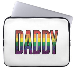 Vintage Rainbow Daddy Pride Typography T-Shirt_1 Laptop Sleeve