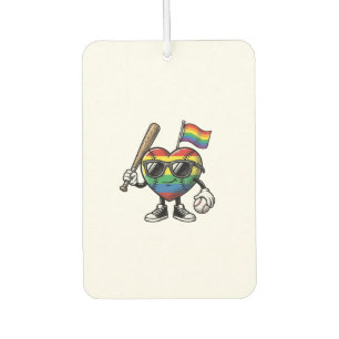 Vintage Rainbow Heart Baseball Pride Shirt Design_ Air Freshener