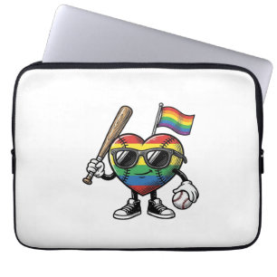 Vintage Rainbow Heart Baseball Pride Shirt Design_ Laptop Sleeve