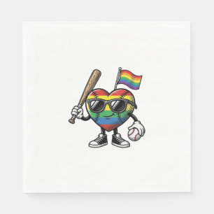 Vintage Rainbow Heart Baseball Pride Shirt Design_ Napkin