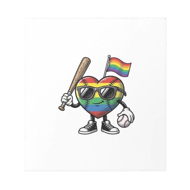 Vintage Rainbow Heart Baseball Pride Shirt Design_ Notepad (Front)