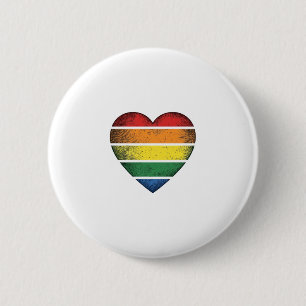 Vintage Rainbow Heart Pride Vector Shirt Design_1 2 Inch Round Button