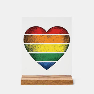 Vintage Rainbow Heart Pride Vector Shirt Design_1 Acrylic Sign