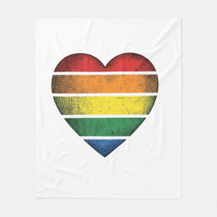 Vintage Rainbow Heart Pride Vector Shirt Design_1 Fleece Blanket