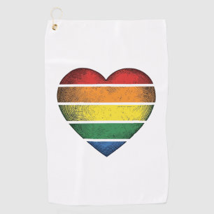 Vintage Rainbow Heart Pride Vector Shirt Design_1 Golf Towel