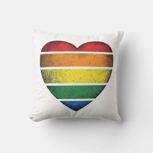 Vintage Rainbow Heart Pride Vector Shirt Design_1 Throw Pillow