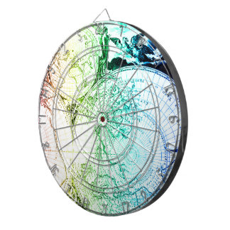 Vintage Rainbow Old Maps Design for Home Casino Dartboard