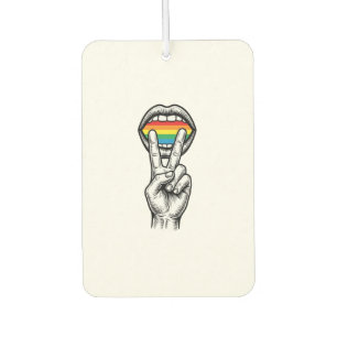 Vintage Rainbow Peace Hand Pride Vector Shirt_1 Air Freshener