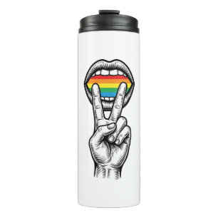 Vintage Rainbow Peace Hand Pride Vector Shirt_1 Thermal Tumbler