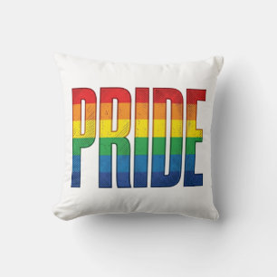 Vintage Rainbow Pride Typography Shirt Design_1 Throw Pillow