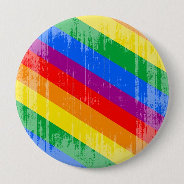 Vintage Rainbow Stripes 4 Inch Round Button (Front)