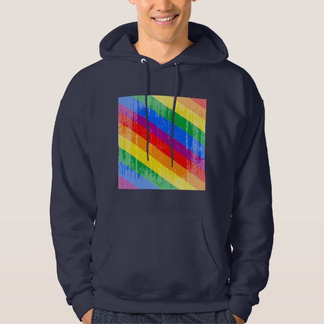 Vintage Rainbow Stripes Hoodie (Front)