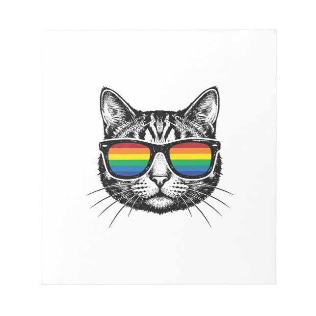 Vintage Rainbow Sunglasses Cat Pride Shirt Design_ Notepad (Front)