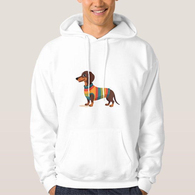 Vintage Rainbow Sweater Dachshund Cute Long Dog Il (Front)