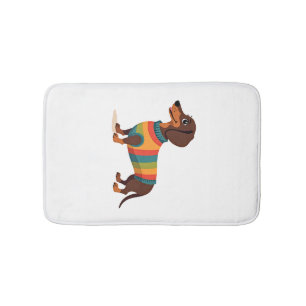 Vintage Rainbow Sweater Dachshund Cute Long Dog Il Bath Mat