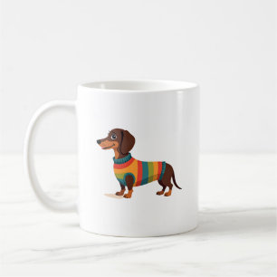 Vintage Rainbow Sweater Dachshund Cute Long Dog Il Coffee Mug