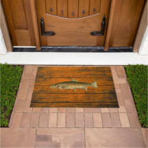 Vintage Rainbow Trout Door Mat