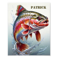 Vintage Rainbow Trout Fish - Fisherman Fishing