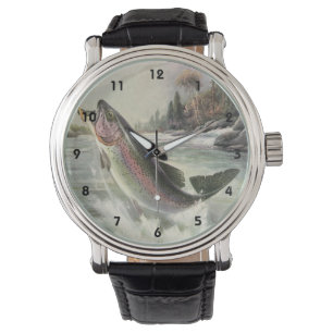 Vintage Rainbow Trout Fisherman Fishing for Fish Watch