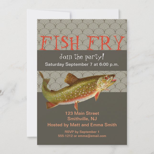 Vintage Rainbow Trout Fly Fishing Invitation (Front)