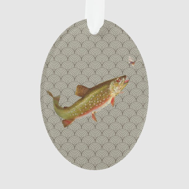Vintage Rainbow Trout Fly Fishing Ornament (Back)