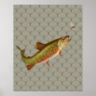 Vintage Rainbow Trout Fly Fishing Poster