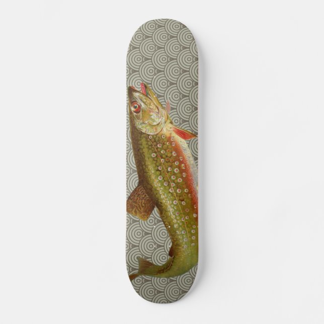 Vintage Rainbow Trout Fly Fishing Skateboard (Front)