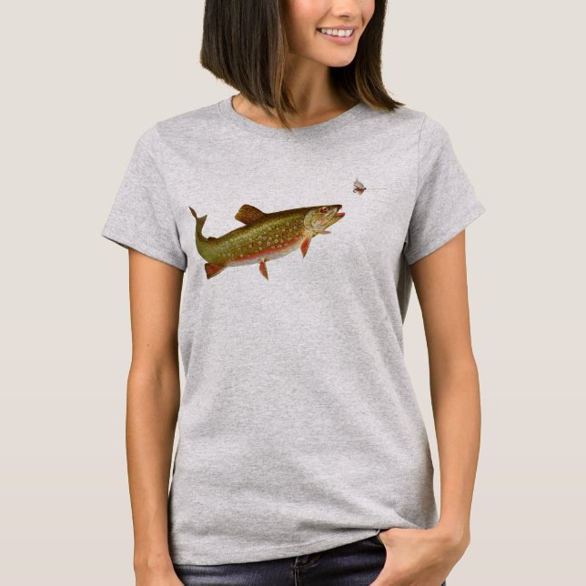 Vintage Rainbow Trout Fly Fishing T-Shirt (Front)