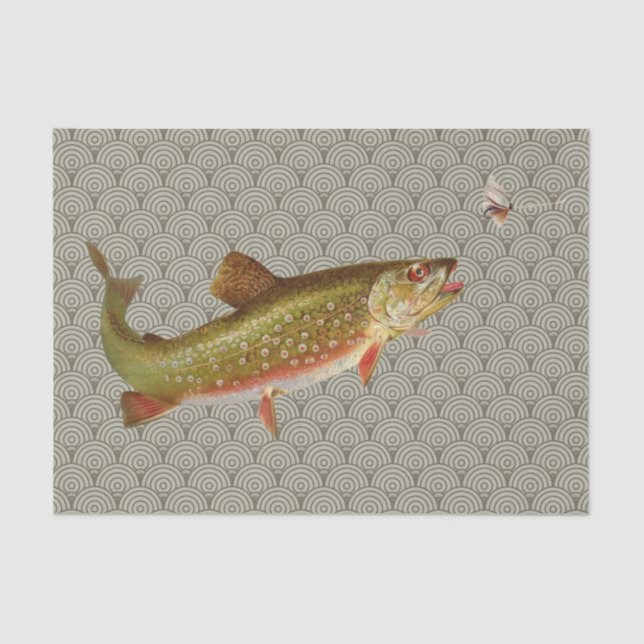 Vintage Rainbow Trout Fly Fishing Tissue Paper (Front)