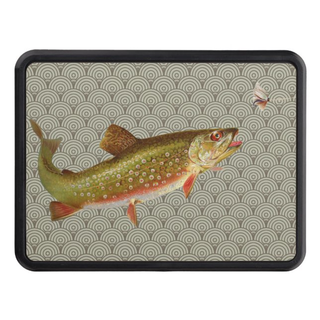Vintage Rainbow Trout Fly Fishing Trailer Hitch Cover (Front)