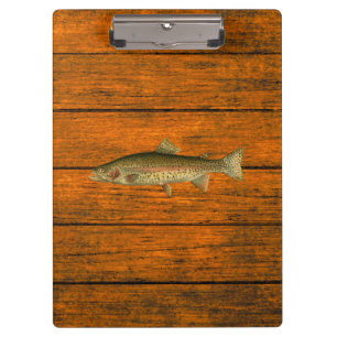 Vintage Rainbow Trout Wood Grain Clipboard