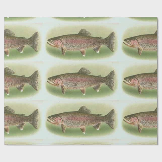 Vintage Rainbow Trout Wrapping Paper (Flat)