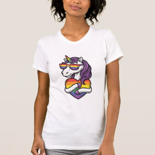 Vintage Rainbow Unicorn Heart Pride Shirt Design_1